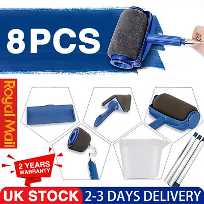 8PCS Paint Roller Brush Set Extendable Pole Non-Drip Ceilings Wall Paint Runner • £12.71