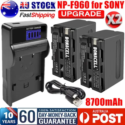 2x 8700mAh NP-F960 NP-F970 Battery & Charger For Sony NP-F950 NP-F770 NP-F750 AU • $45.99