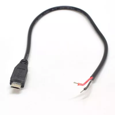1pc 30cm Micro USB Male Plug Cable 2 Wires Power Pigtail Cable Cord DIY • $1.39