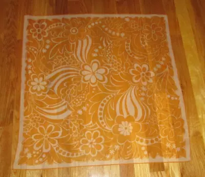 Vintage Burmel Mustard Gold Swirls Floral Sheer Square Scarf 26  • $12.99