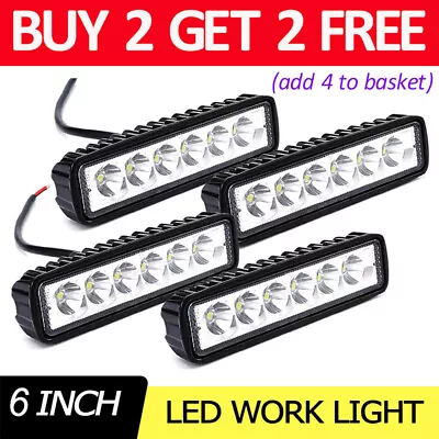 LED Work Lights 6 Inch 18W Driving Strip Flood Beam Light Bar Offroad Truck SUV • $12.99