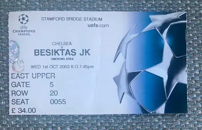 Chelsea V Besiktas JK Prague Football Ticket UEFA Champions League 1 Oct 2003 • £2.09