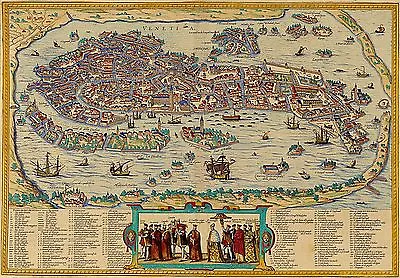 1565 Map Venice Venetia Venezia Italy Home Office Vintage Wall Art Poster Print • £13.25