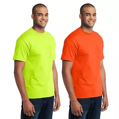 $7.99 • Buy Safety Green T Shirt,Gildan Neon Color ,Fluorescent Shirt,Construction Shirt