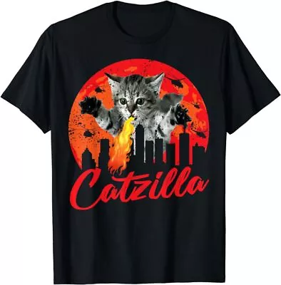 Japanese CATZILLA Sunset Black Cat Monster Manga Anime T-Shirt • $9.99