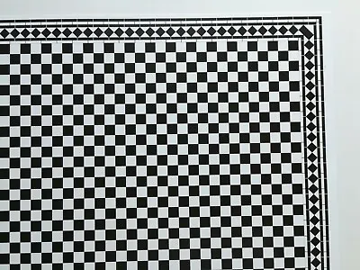 Dollhouse Miniature Black & White Checked Faux Tile Flooring Diamonds 1:12 Scale • $4.65