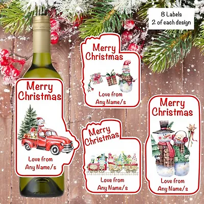 £2.99 • Buy 8 Personalised Assorted Wine Bottle Christmas Labels Vinyl Sticker Secret Santa
