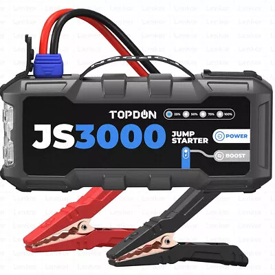 TOPDON 3000A 24000mAh Car Jump Starter 12V Booster Battery Charger Power Bank • $229.99