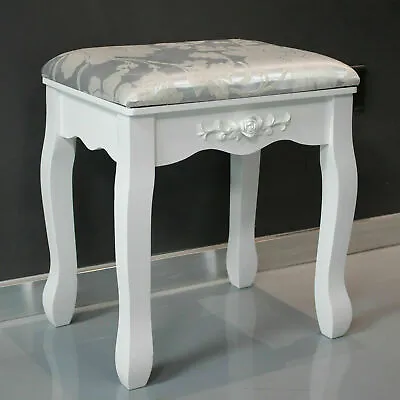 £53.99 • Buy White Dressing Table Stool Soft Padded Cushion Bench Makeup  Vintage Piano Seat