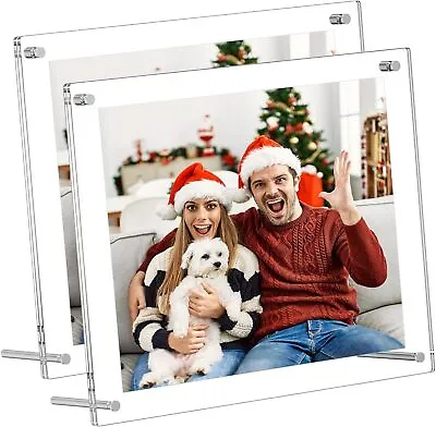 8x10 Acrylic Picture Frames 2 Pack Clear Desk Picture Frames With Stand Modern F • $69.21