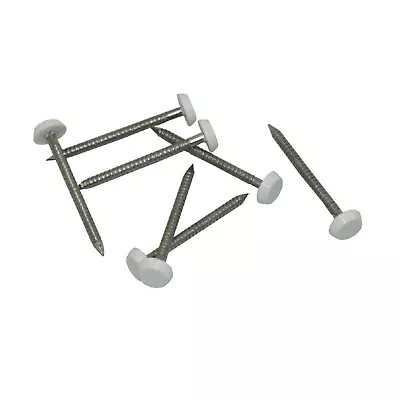 £3.95 • Buy 50 X 30mm White UPVC Poly Top Pins Nails Plastic Headed Polytop Stainless Steel