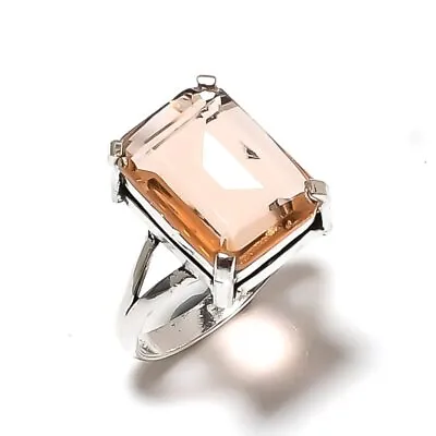 Morganite Gemstone Handmade 925 Sterling Silver Jewelry Ring Size 9.5 For Her Q4 • $17.07