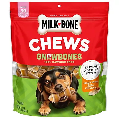 Milk-Bone GnawBones Rawhide Free Mini Dog Chews Treats  Long-LastingBag Of 30 • $15.48