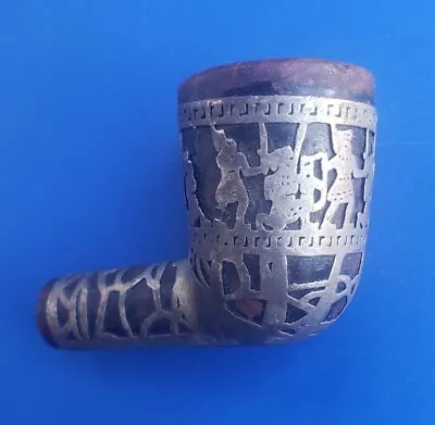 Vintage Sterling Silver 925 Overlay Medico Tobacco Pipe With Aztec Warrior Theme • $59