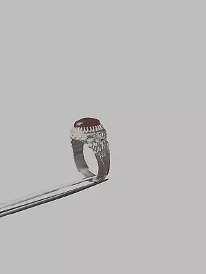 Custom Handmade Engraved Men's Silver Ring With Genuine Red Yemaniالحجر اليماني • $99