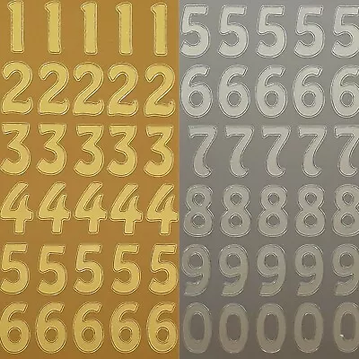 £2.48 • Buy NUMBER STICKERS GOLD / SILVER Craft Card Making Peel Off Outline Digit Set 0-9