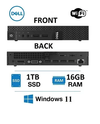 CHEAP Windows 11 DELL Desktop PC Tiny Mini Micro Core I7 8Gb 16GB  1TB SSD WiFi • £99.99