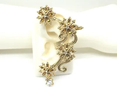 $4.99 • Buy New Clip On Earring Gold Plated Women One Piece Over Ear Cuff  2  Bottom  Post
