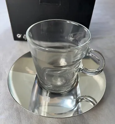 Nespresso VIEW Lungo Cup Clear Glass Coffee Mug With Saucer New • $40