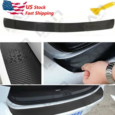 $7.99 • Buy Universal 4D Carbon Fiber Car Rear Bumper Trunk Tail Lip Protect Decal Sticker W