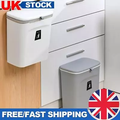 7/9L Garbage Can Wall Mounted With Sliding Lid Kitchen Trash Can For Under Sink • £14.19