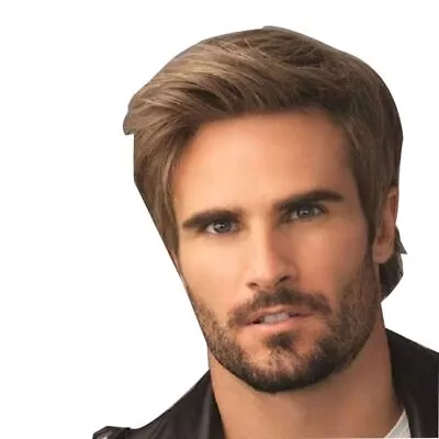 Men's Wig Short Straight Synthetic Wig Hair Fleeciness Realistic Natural Toupee` • £10.09