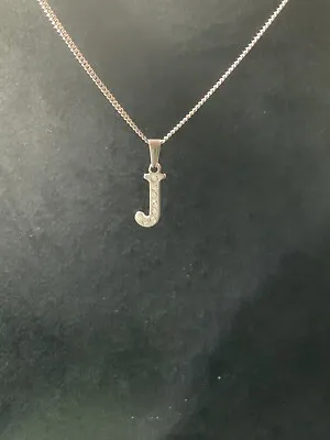 Genuine 925 Sterling Silver 18” Chain Necklace & Crystal Initial Letter J Ref280 • $16.15