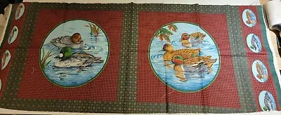 Fabric Cut & Sew Pillow Panel Wild Ducks Mallard Green & Red 17.5  X 44  • $11.25