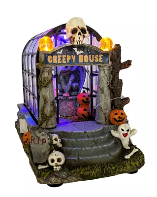 Haunted Village LED Lighted Musical Greenhouse Creepy Halloween Village Decor • £45.31