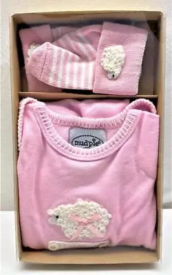 Mud Pie Baby Girl Gift Set Pink Lamb Romper And Socks 0-6M • $27.99