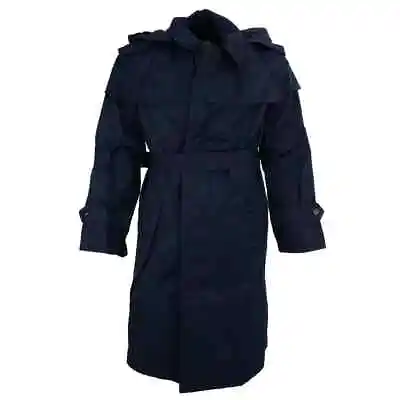 Romanian Military Navy Blue Waterproof Rain Coat W/belt & HoodNOSfree Shipping • $50.99