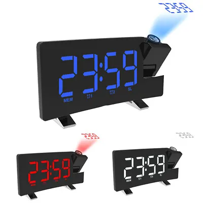 Digital LED Projection Alarm Clock Snooze Ceiling Digital Projector Time USB • £24.61