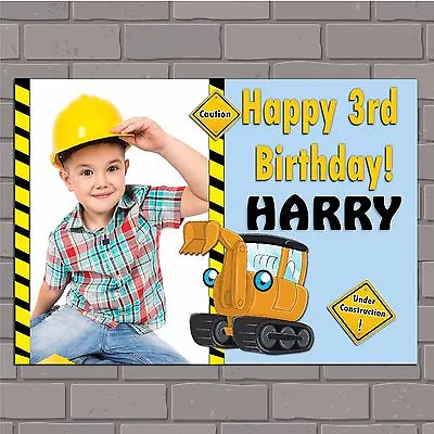 Personalised 1st 2nd 3rd 4th 5th Digger Happy Birthday Poster Banner N51 Any Age • £4.99