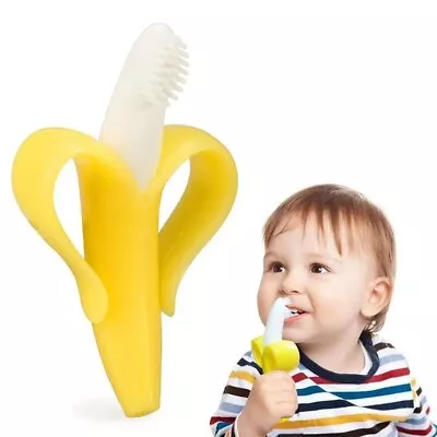 Unisex Baby Teething Toys Banana Teether Silicone Toothbrush Toy Gift • £3.59