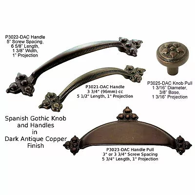 $4.69 • Buy Hickory Spanish Gothic Dark Antique Copper Cabinet Knob And Handle Pulls