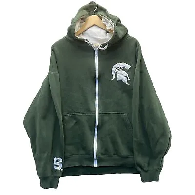 Michigan State Spartans Jacket Men's Size XL Full-Zip Pullover Coat Green MSU • $19.87