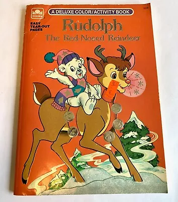 Vintage 1989 Rudolph Red-Nosed Reindeer Deluxe Coloring Activity Christmas Book • $11.88