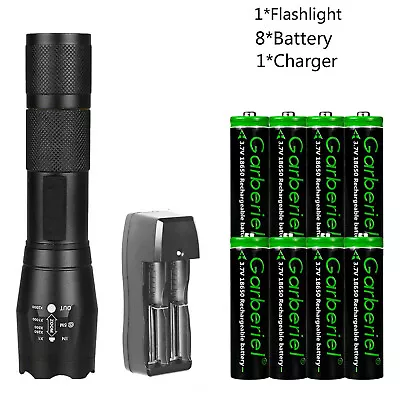 Tactical T6 LED Flashlight + Rechargeable Batteries LOT • $25.99