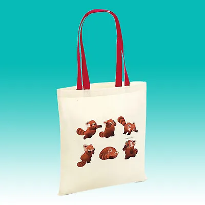 Red Panda Cartoon Tote Bag Cotton Shop Cute Sweet Canada Chinese Animated Film • £6.99