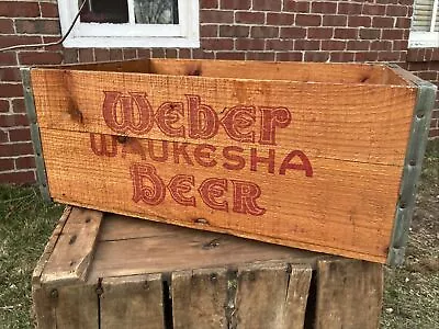 Vintage Wooden Beer Crate Weber Brewing Waukesha Wisconsin Wood Brewery Box • $316.88