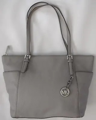 MICHAEL KORS Jet Set Tote Gray Leather Shoulder Bag Purse 35H6STTT9L  Womens • $28.99