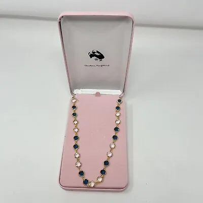 $99.99 • Buy Audrey Hepburn Gold Tone Clear Blue Bezel Set Crystals Camrose & Kross Necklace