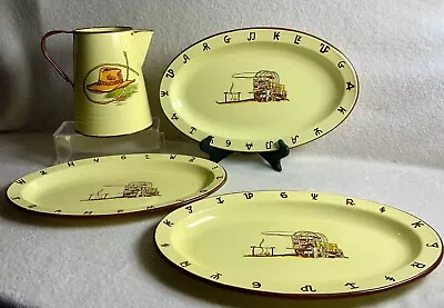 VTG Monterrey Western Ware Chuckwagon Enamelware 3-15.5” Platters & Coffee Pot • $240