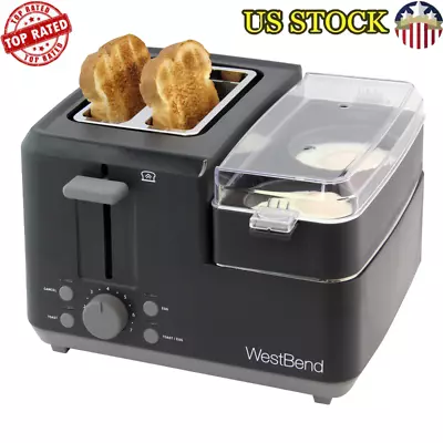 Breakfast Station 2-Slice Toaster Egg Muffin Poacher Tray Meat Warmer 1200 W Hot • $67.39