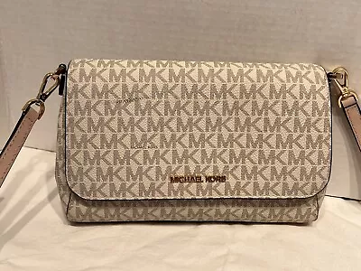 MICHAEL KORS Jet Set Medium  MK Logo PVC Convertible Crossbody Pouchette Bag • $75