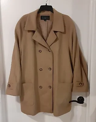 $70 • Buy Camel Hair Coat Jacket Vtg Finity Studio Tan Double Breasted Button Down Size 14