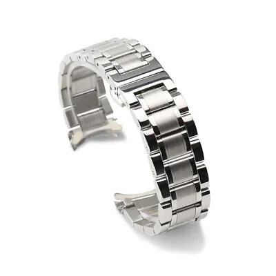 Curved Solid Stainless Steel Metal Watch Band Bracelet Strap Clasp Replacement • $9.95