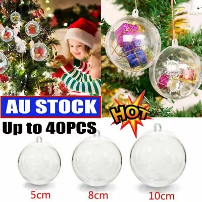 10/20/40x Christmas Ball Plastic Baubles Clear Fillable Xmas Tree Decor OrnameJC • $58.56