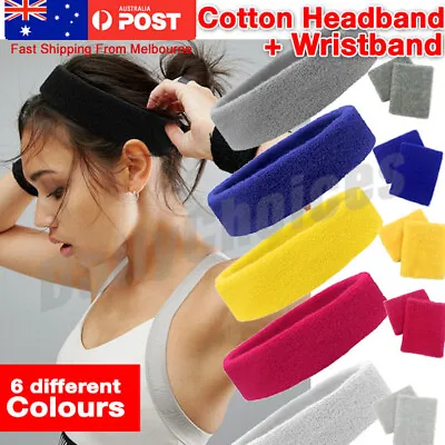 Cotton Headband Sweatbands Sweat Band Head Band For Tennis Badminton Sport Yoga • $4.39