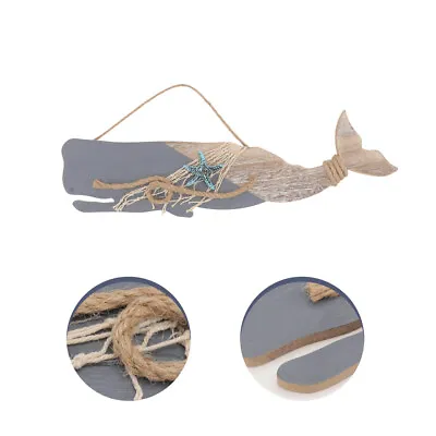 1Pc Wooden Whale Wall Decor Nautical Hanging Decorations Home Accessories • £8.81